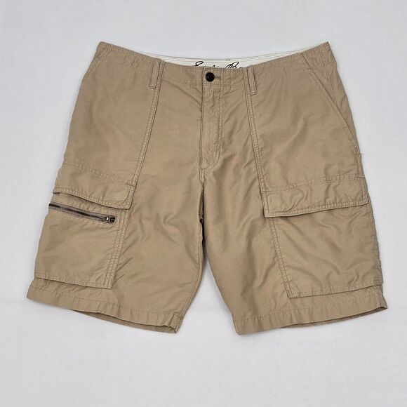 Eddie Bauer Mens 34 x 10 (36 x 10) Khaki Tan Cotton Blend Cargo Pockets Shorts - Picture 1 of 10